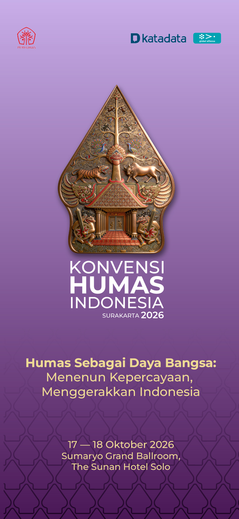 Konvensi Humas Indonesia Surakarta 2026 — Humas Sebagai Daya Bangsa: Menenun Kepercayaan, Menggerakkan Indonesia. 17-18 Oktober 2026, The Sunan Hotel Solo, Surakarta.